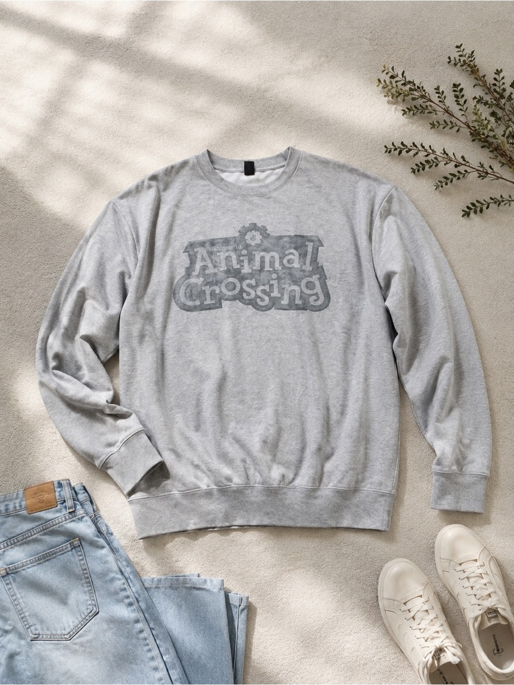 Animal Crossing Gray Crewneck Sweatshirt Size M
